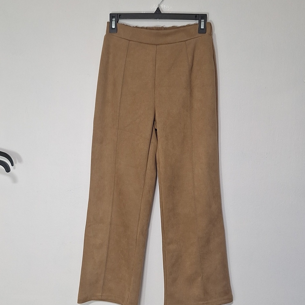 Bagatelle Faux Suede Camel Brown Pull On Pants